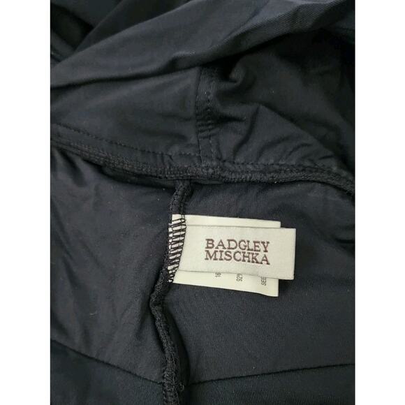 Badgley Mischka One-Piece Swimsuit Ruched Waist Deep Plunge Black Size 10 NWT - Picture 4 of 7